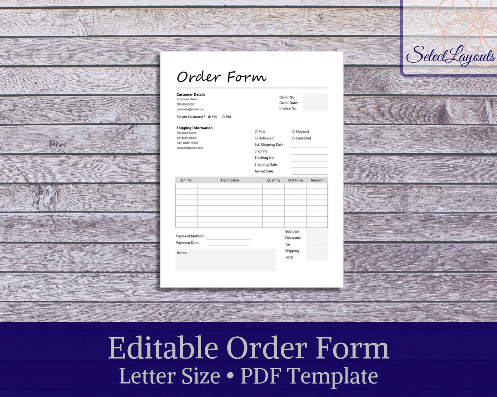 Formulario de pedido plantilla PDF editable Etsy España