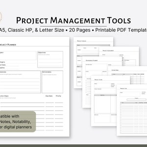 Project Management Tools, Productivity Planner Inserts (Printable PDF Template)