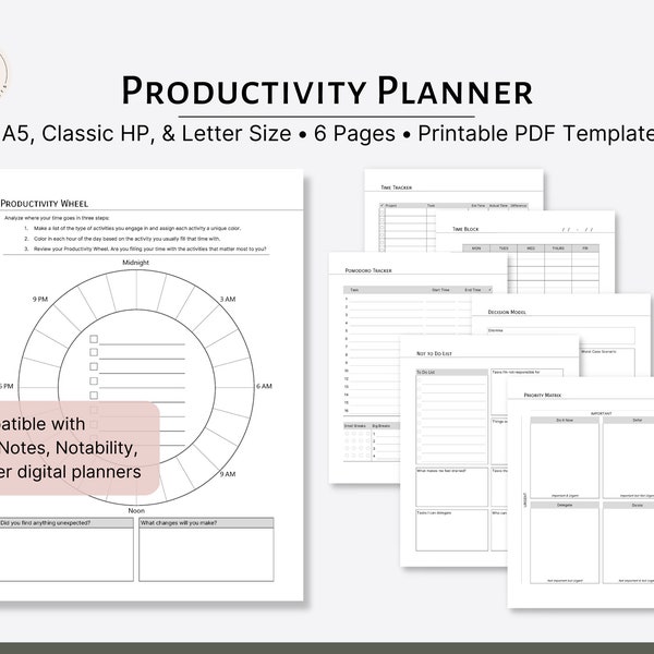 Productivity Planner Inserts (Printable PDF Template)