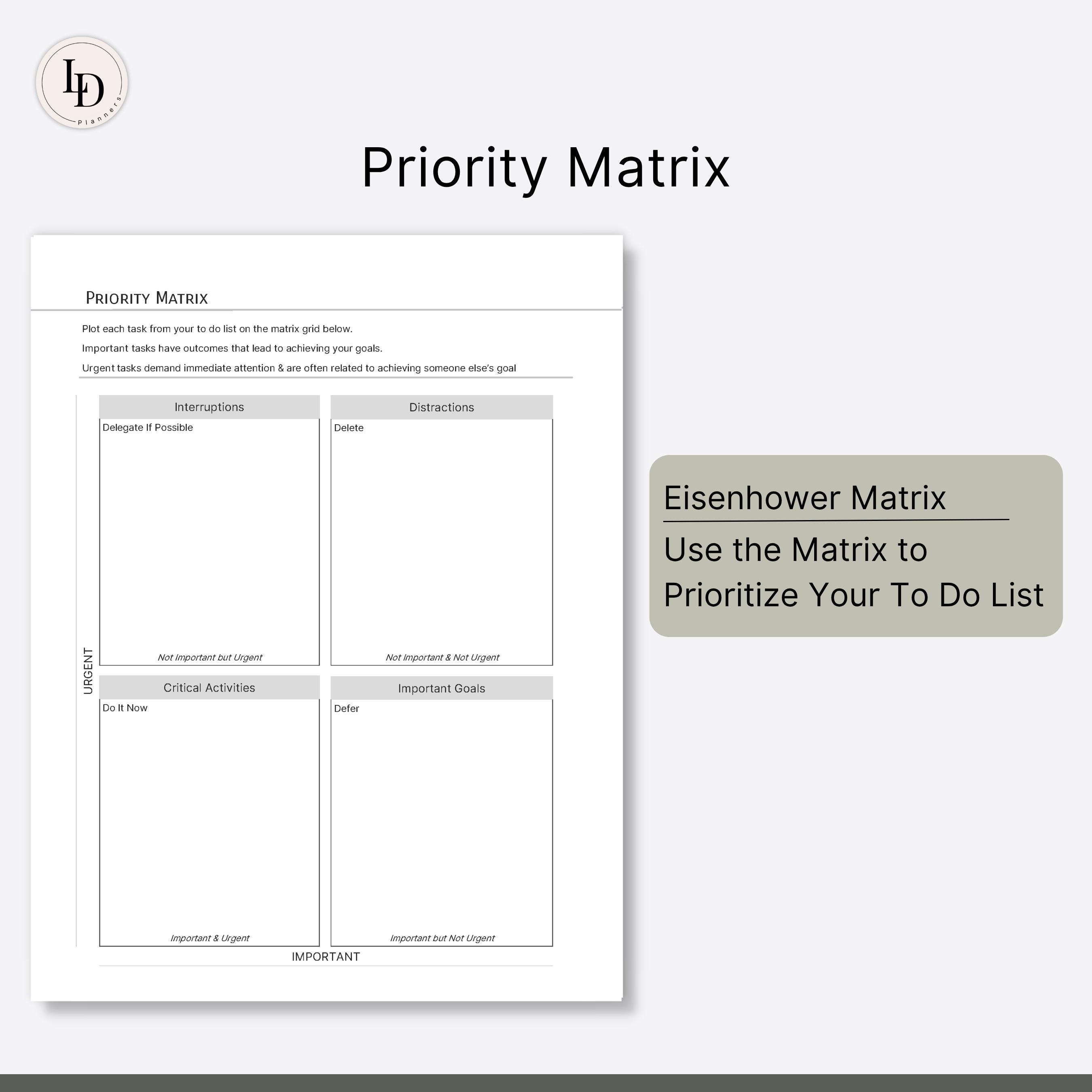 Prioritizing Worksheets, Time Management Digital Planner Inserts ...