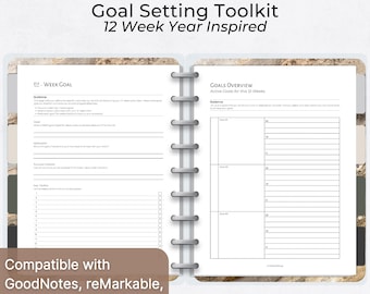 Goal Setting Toolkit, Inspired by the  12 Week Year | SMART Goals, Objectives & Tactics (Printable PDF Template)