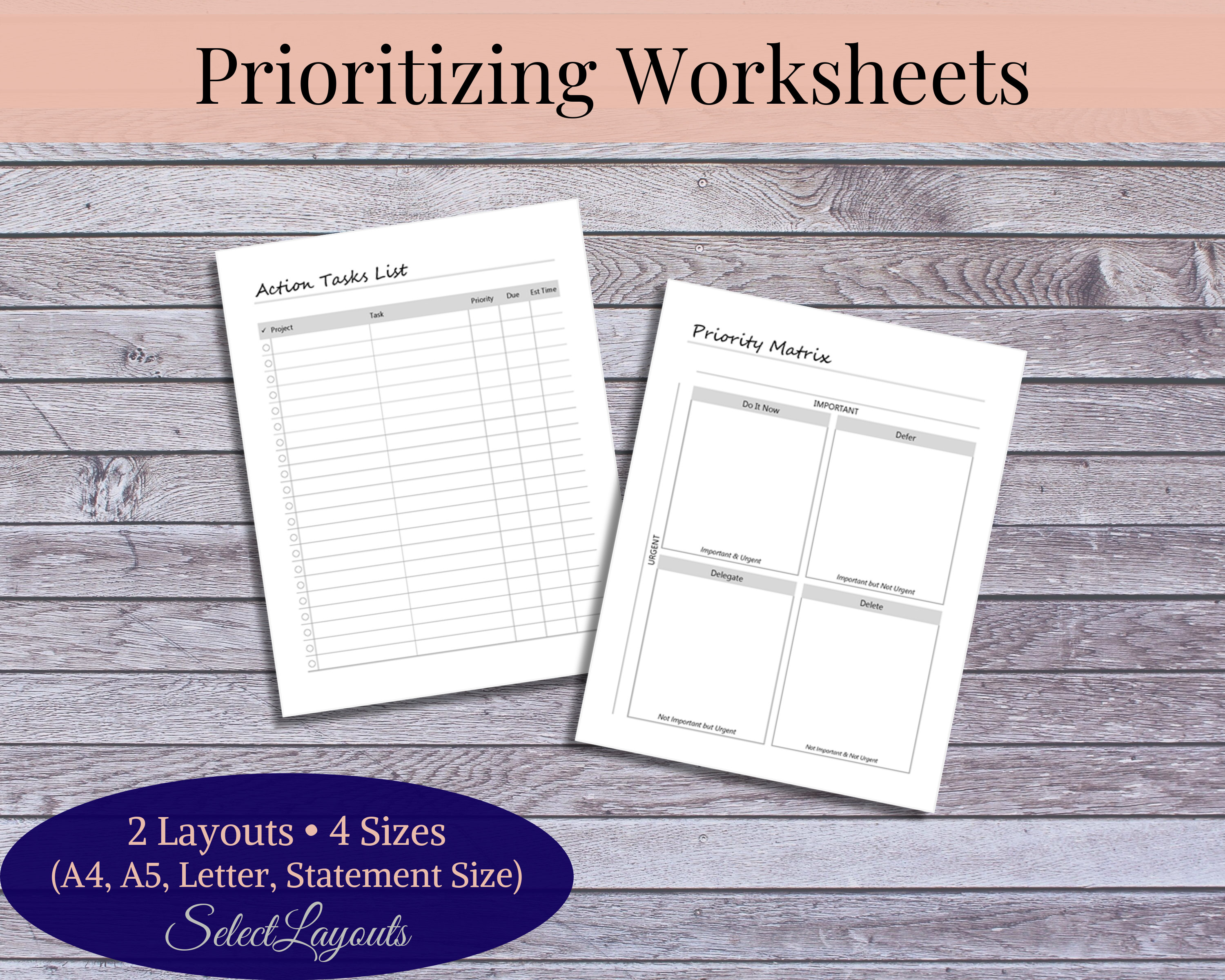 Prioritizing Worksheets Productivitiy Planner Printable PDF | Etsy