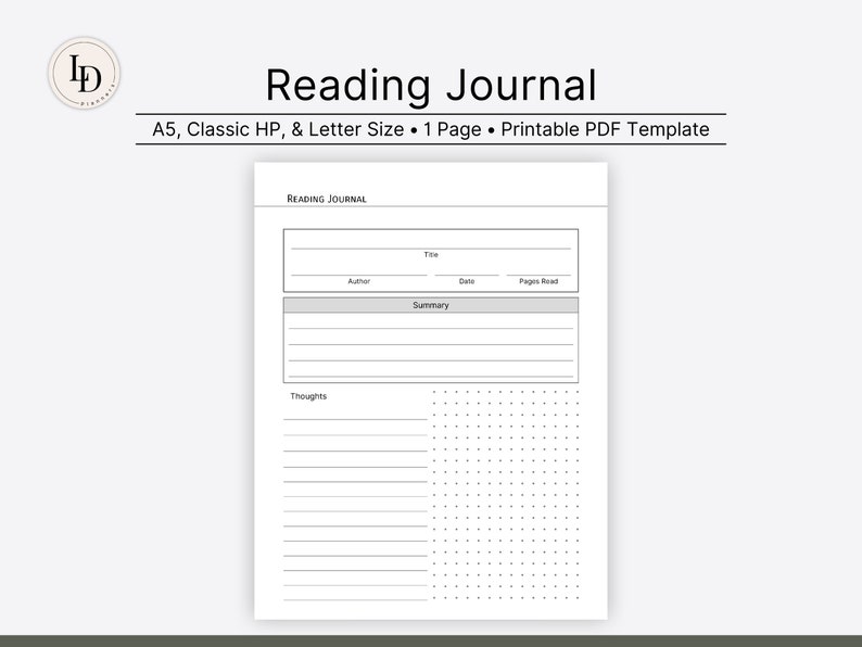 Reading Journal, Reading Worksheets Academic Planner Inserts for