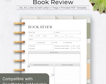 Book Review Worksheet: Academic Planner Insert (Printable PDF Template)