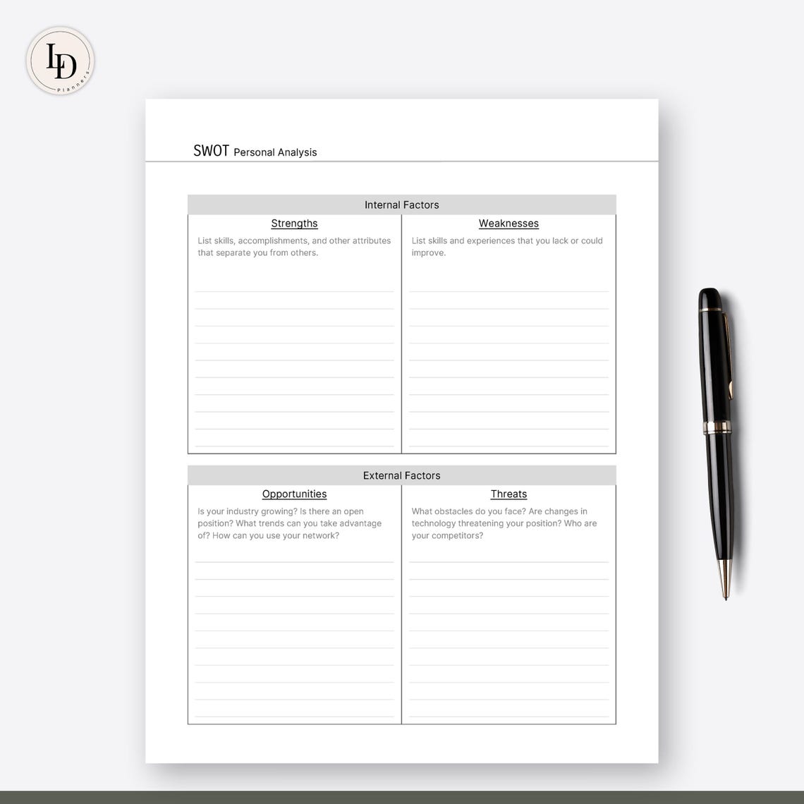 Professional Development Worksheets.pdf SWOT Analysis, Digital Planner Insert | Personal & Professional ...