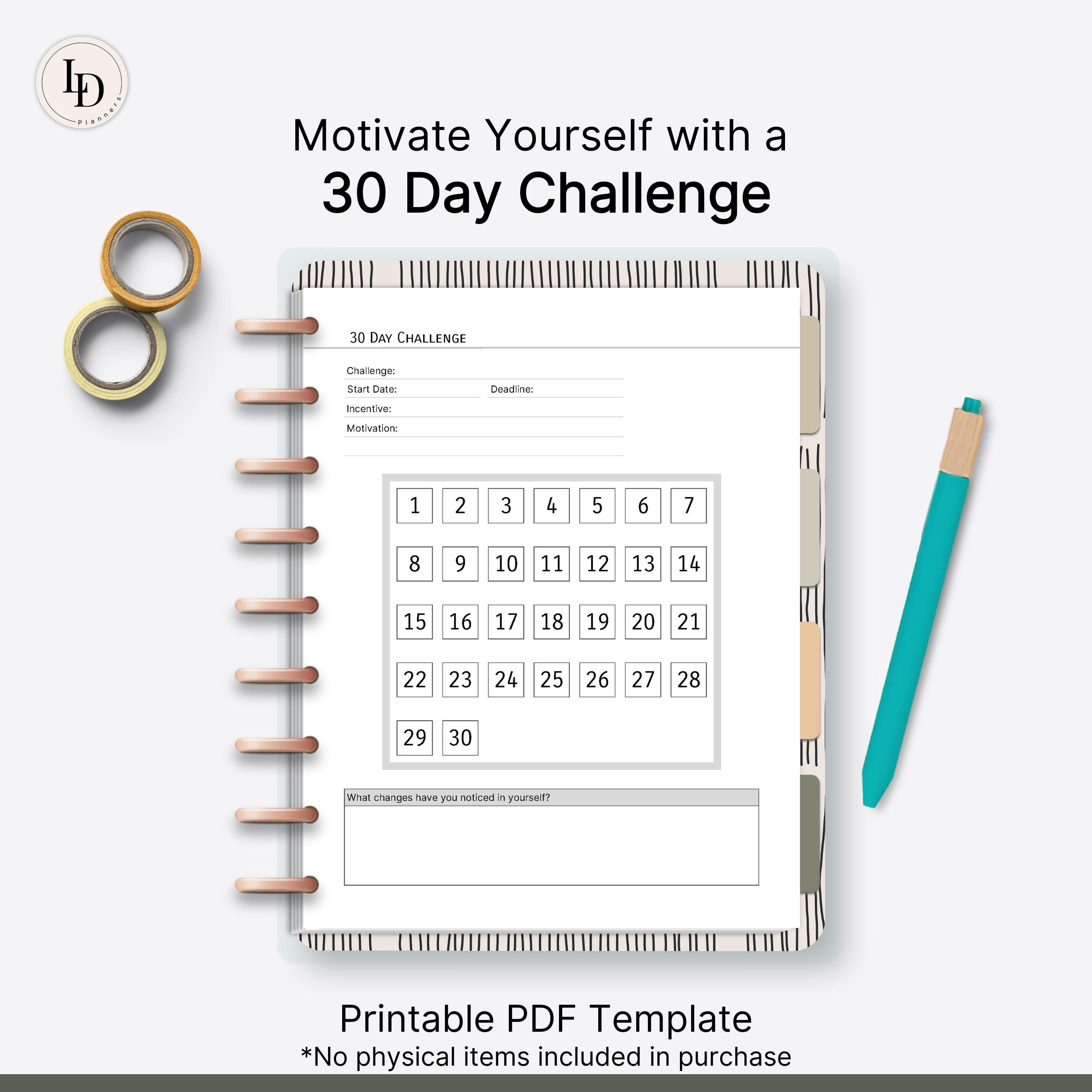 30 Day Challenge, Habit Tracker Planner Insert (printable PDF Template ...
