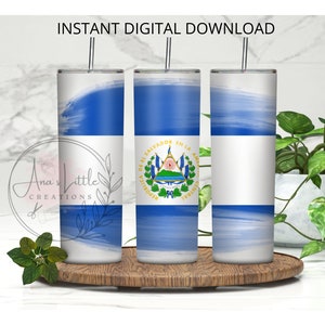 Bandera el salvador tumbler wrap, el salvador PNG, Bandera el salvador Digital download, 20 Oz tumbler PNG Salvador flag