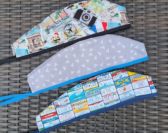 Travel Pattern Surgical Scrub Cap, Paper Plane Scrub Cap, License Plate Scrub Cap PPE, Map Tieback Scrub Hat, Vacation Themed Surgical Caps