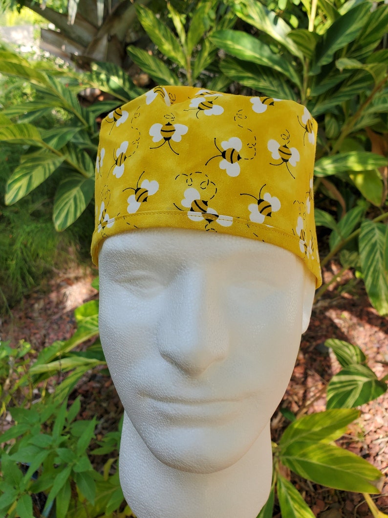 Springtime Pattern Surgical Scrub Cap Honey Bee Scrub Cap Floral Print Scrub Cap Summer Themed Scrub Caps Ladybug Tieback Scrub Hat PPE