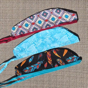 Southwest Pattern Surgical Scrub Cap, Western Summer Surgical Cap, Southwest Inspired Print Scrub Caps, Feather Tieback Medical Scrub Hat