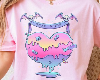 Pastel Goth Shirt Creepy Dead Inside T-Shirt Witchy Melting Heart Gothic Clothes