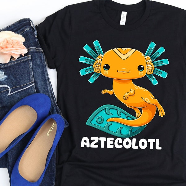 Aztec Axolotl Shirt, Inca Axolotl Ancient Mexican Salamander Fish T-shirt, Funny Axolotl Shirt for Kids Boys Girls