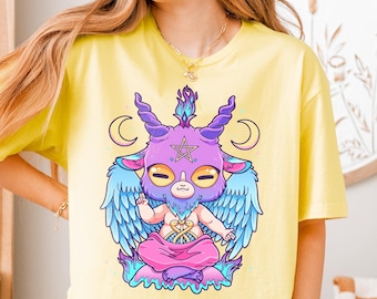 Pastel Goth Baphomet Shirt Harajuku Yami Kawaii Emo Clothes Dark Academia Dark Souls T-Shirt
