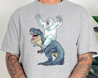 Supernatural Cryptid Shirt Yeti Riding Dinosaur T-Shirt Sasquatch Gifts for Monster Hunter