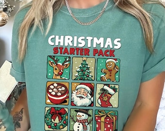 Starter Pack Christmas Shirt Funny Retro Christmas Gifts Merry and Bright Santa T-Shirt