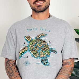 Turtle Island Earth Day Shirt Funny Native American Fantasy Map Turtle Gift