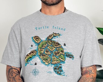 Turtle Island Earth Day Shirt Funny Native American Fantasy Map Turtle Gift