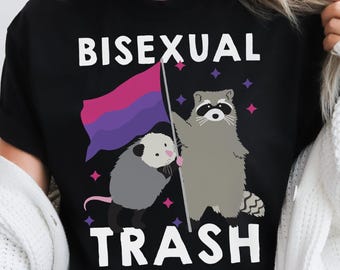 Koszulka z okazji Miesiąca Dumy Biseksualnej z Śmiesznym Szopem i Oposem LGBTQ
