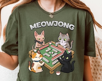 Cat Mahjong Shirt Funny Mahjong Clothing Board Game Gift for Her