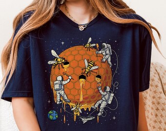 Honey Moon Shirt Honey Bee Astronaut Space Funny Tshirt Newly Wed Gifts for Honeymoon