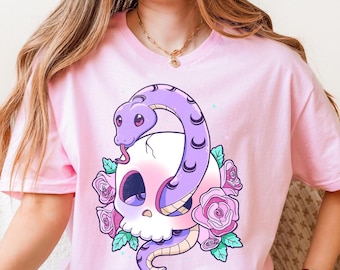 Pastel Goth Skull Serpent Shirt - Creepy Comfort Colors T-Shirt - Witchy Tee