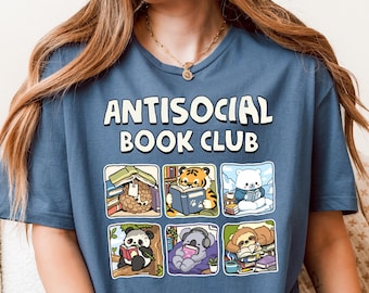Antisocial Book Club Bookish Shirt Library Book Lover Gift Sometimes Anti Social T-Shirt