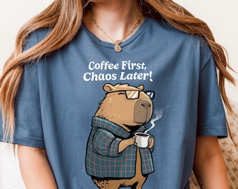Funny Coffee Capybara Shirt Sarcastic Coffee Gift for Friend Chaos Coordinator Coworker T-shirt