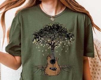Tree of Life Acoustic Guitar Player Shirt Music Teacher T-Shirt Guitar Gifts for Men