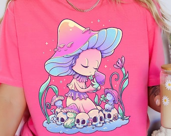Pastel Goth Shirt Creepy Mushroom Fairy T-Shirt Witchy Cottagecore Gothic Clothes