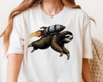 Rocket Sloth Shirt Astronomy Space Shuttle Stargazing Shirt Funny Engineer Gift