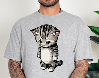 Crying Cat Meme Shirt Funny Cat Goofy Ahh Meow Kitten Gift Tummy Ache Survivor
