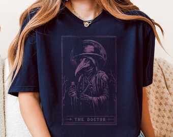 Plague Doctor Shirt Dark Academia Tarot Card Gothic T-Shirt Renaissance Fair Medieval Shirt