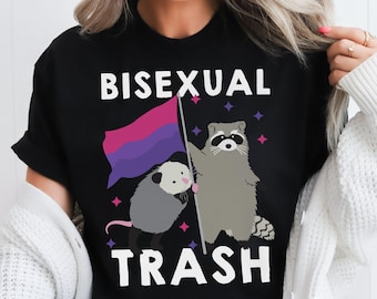 Bisexual Trash Bi Pride Shirt Raccoon Opossum LGBT Subtle Pride Month T-Shirt