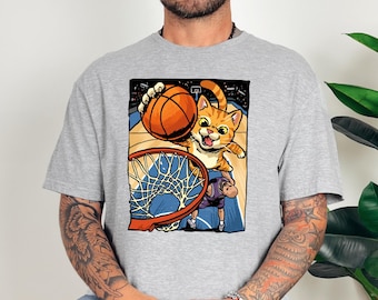 Basketball Cat Slam Dunk Shirt Funny Sport Meme March Madness Game Day Shirt
