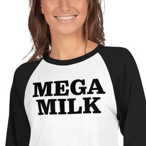Mega Milk Manga Raglan Shirt Otaku Anime Waifu Material Cosplay Breastfeeding Gift