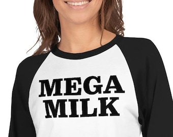 Mega Milk Manga Raglan Shirt Otaku Anime Waifu Material Cosplay Cadeau d'allaitement