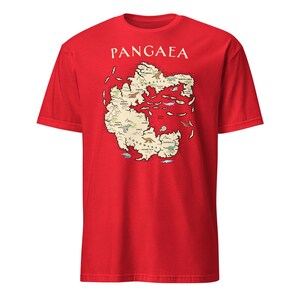 Koszulka z mapą świata Pangea, prezent dla archeologa Pangea, koszulka z globalnym ociepleniem i geologią Red