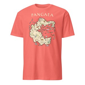 Koszulka z mapą świata Pangea, prezent dla archeologa Pangea, koszulka z globalnym ociepleniem i geologią Coral Silk