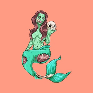 Zombie Shirt Woman Mermaid Zombie Halloween Shirt For Women Trick or Treat Shirt Halloween Gift For Her Horror Shirt For Women