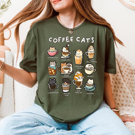 Coffee Cats Shirt Funny Cat Gifts Caffeine Club Meme Cats Gift Love You Latte
