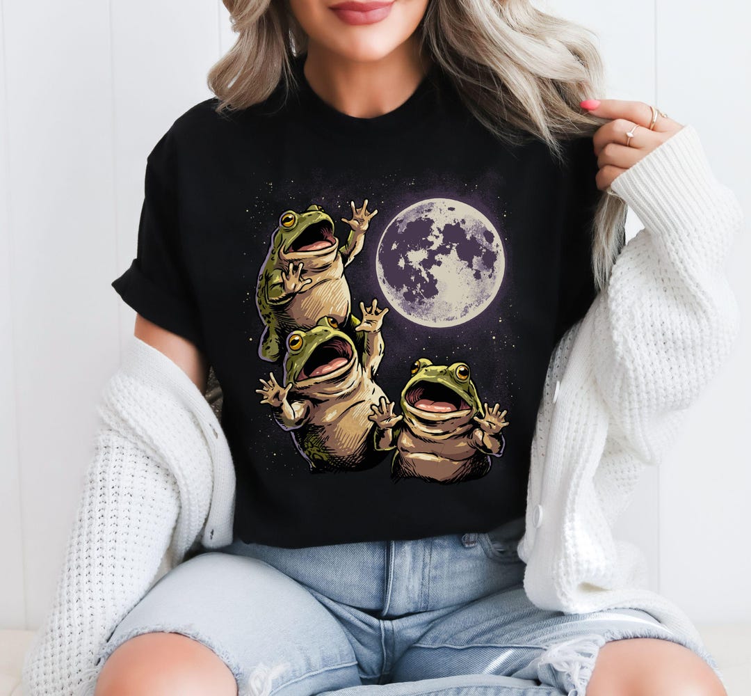 Frog Howling Frogs Howling at the Moon Frog Shirt Funny Sarcastic Dark Humor Meme ...
