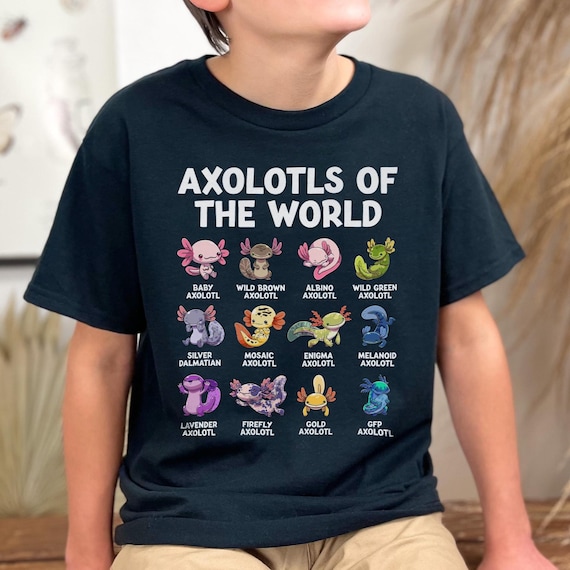 Axolotl Shirt Funny Animal Axolotls of the World T-Shirt Lizard Meme Birthday Gift for Kids