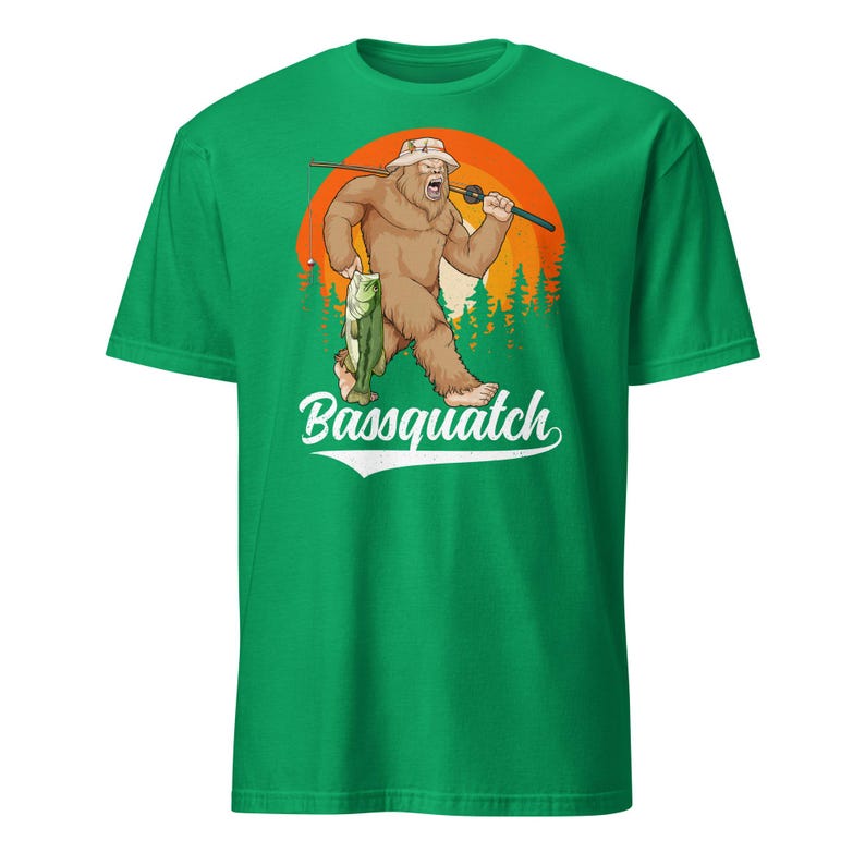 Bass Bigfoot Shirt Funny Fishing Sasquatch Shirt Bassquatch Monster Hunter Cryptid Gift Irish Green