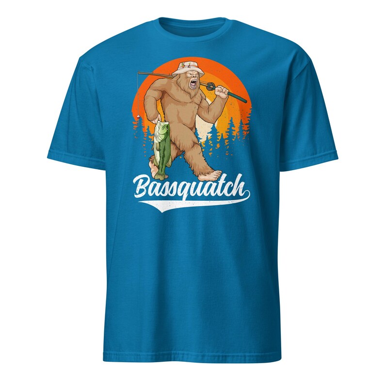 Bass Bigfoot Shirt Funny Fishing Sasquatch Shirt Bassquatch Monster Hunter Cryptid Gift Sapphire