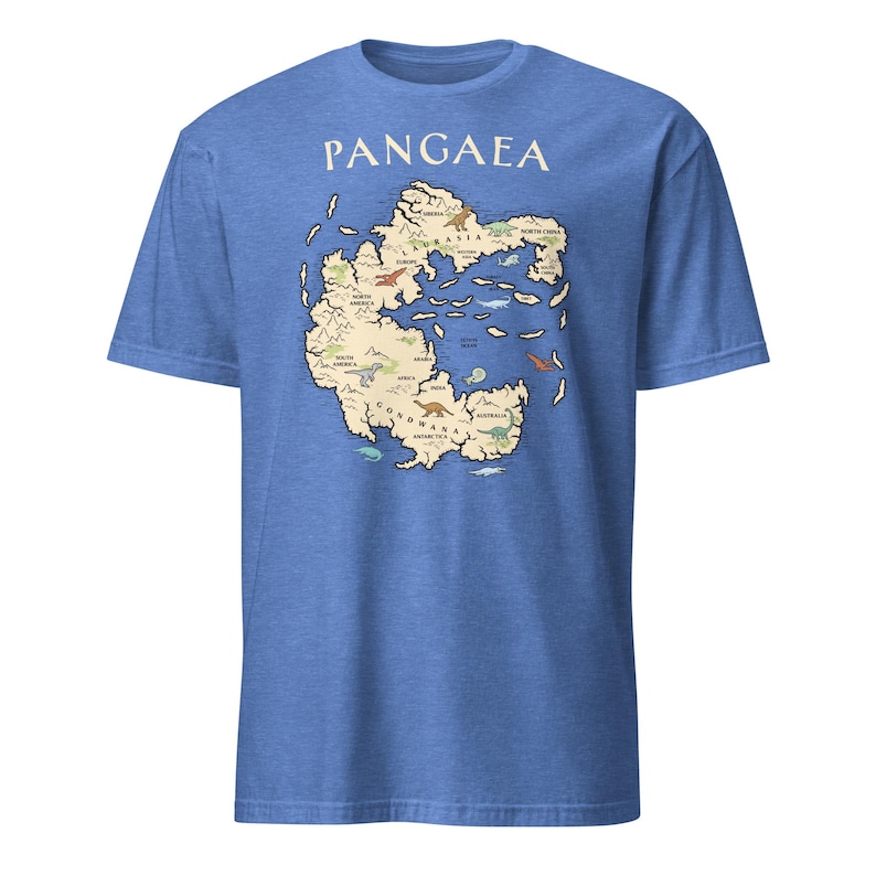 Koszulka z mapą świata Pangea, prezent dla archeologa Pangea, koszulka z globalnym ociepleniem i geologią Heather Royal