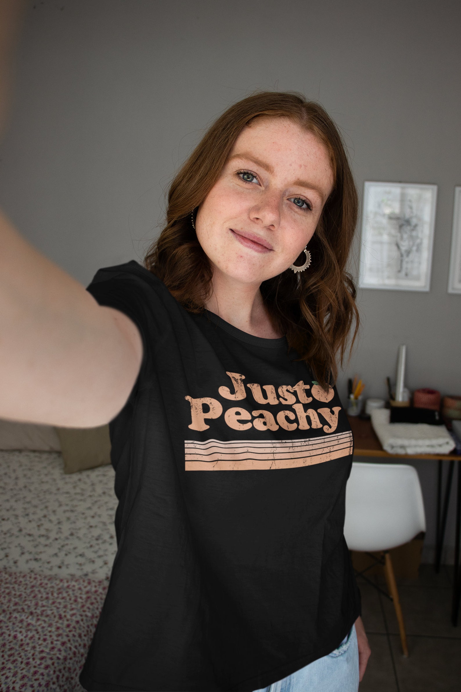 Just Peachy Shirt Retro 70s Peach Shirt Summer Etsy España