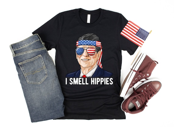 I Smell Hippies Funny Ronald Reagan Conservative Merica US