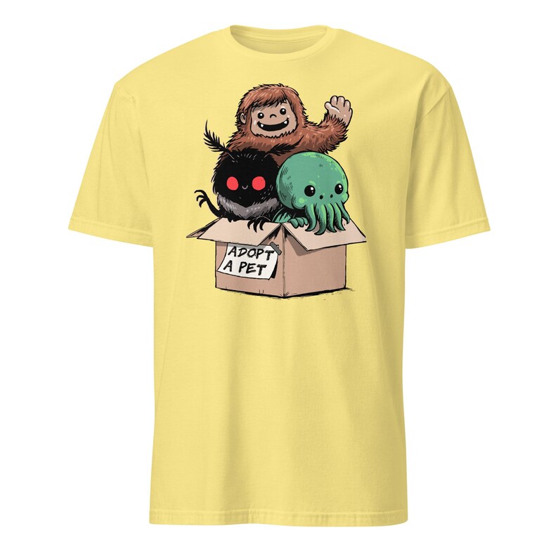 Adopt a Cryptid Shirt Funny Bigfoot Gifts for Monster Hunter Weird Stuff Folk Horror Shirt Cornsilk
