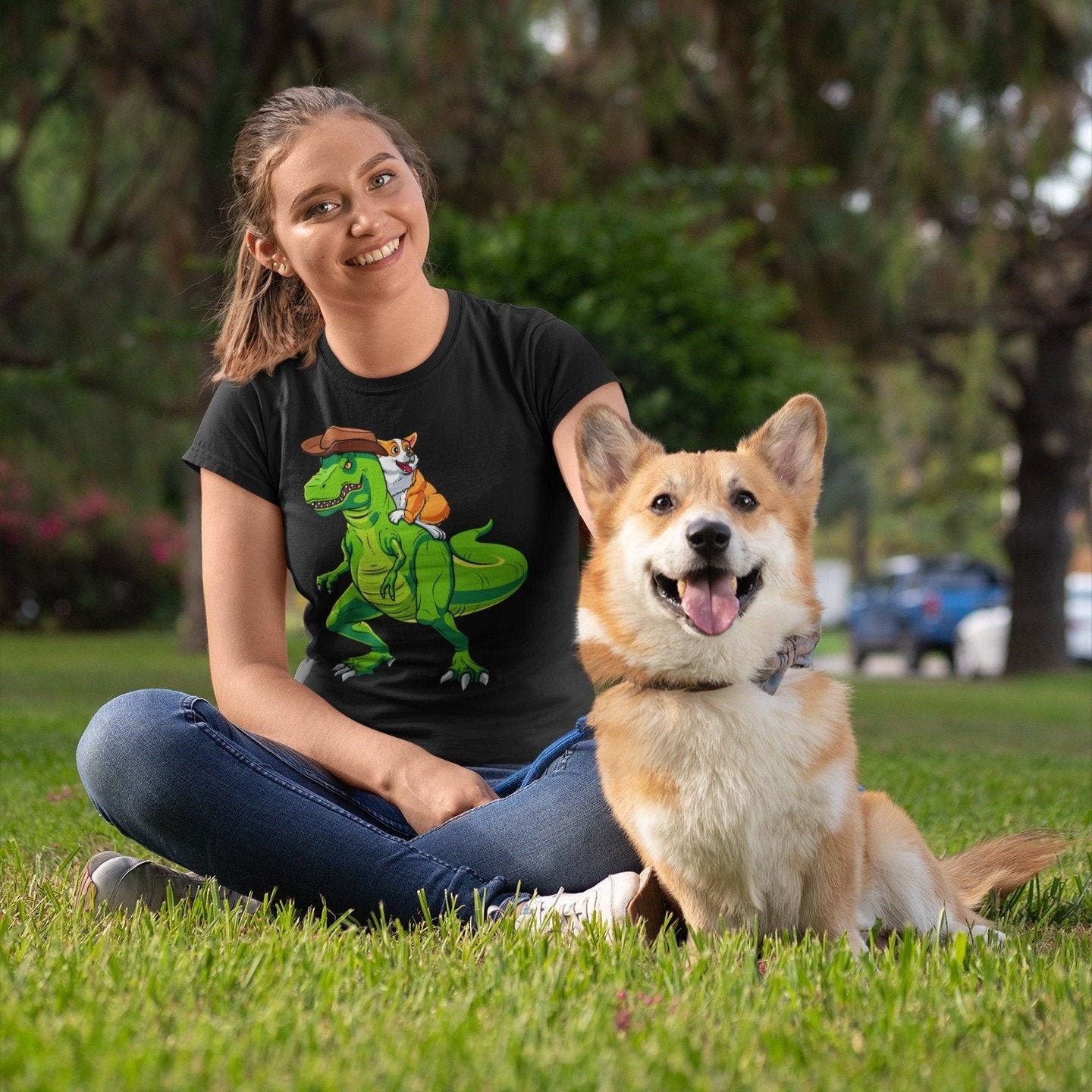 Corgi Dinosaur / Cowboy Dinosaur T-rex / Corgi Lover Gift / - Etsy