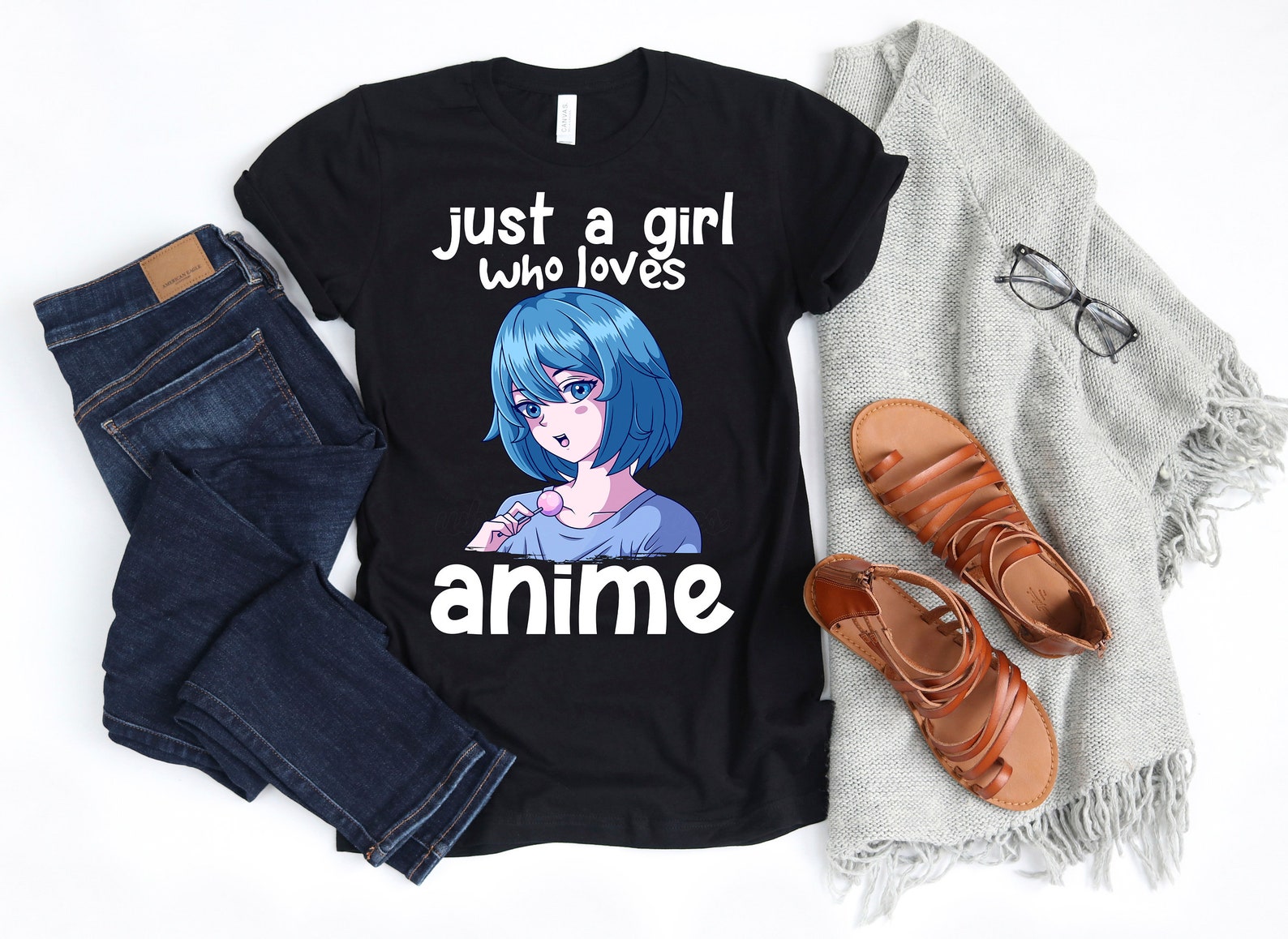 Just A Girl Who Loves Anime Girl Shirt Cosplay Manga Otaku Etsy